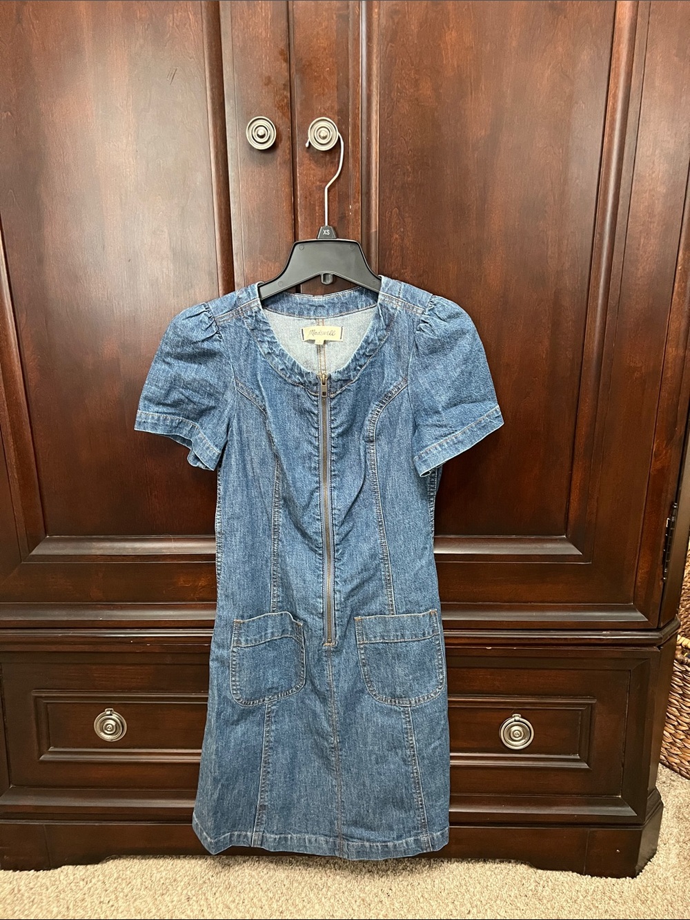 Madewell Denim Zip-Front Short Sleeve Dress - Blue